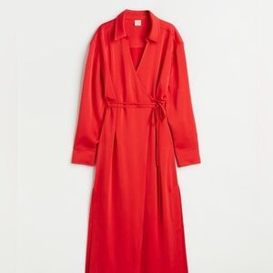 Satin Wrap-front Dress H&M size XS NWT